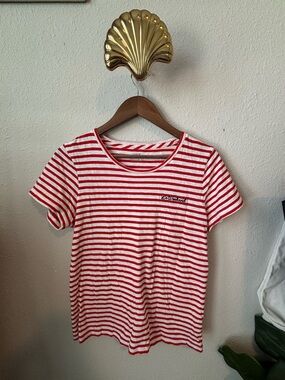 J. Crew Red and White Striped Short Sleeve Tee